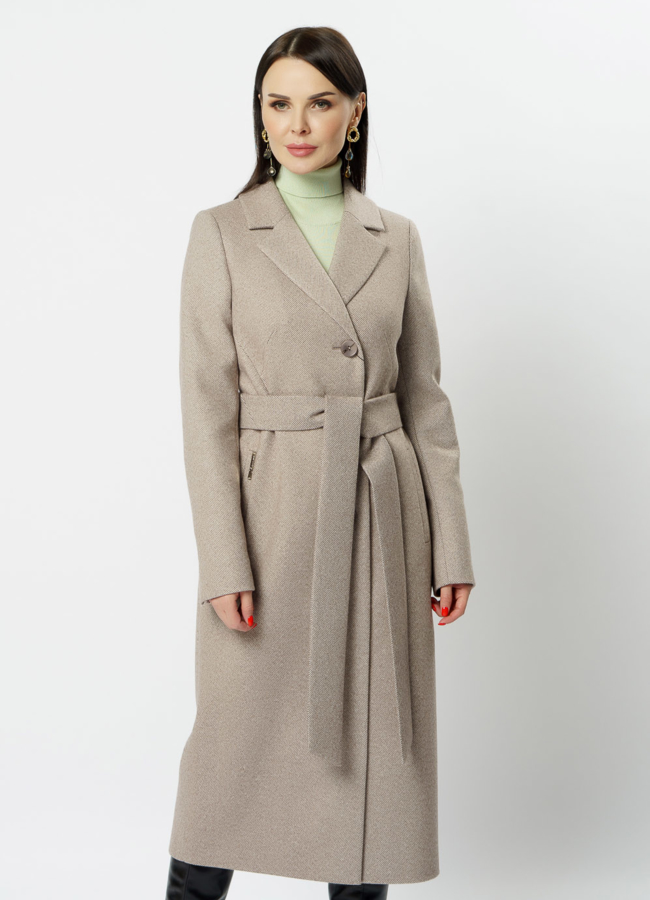 Приталенное пальто с английским воротником модель № 19104 универмаг малина