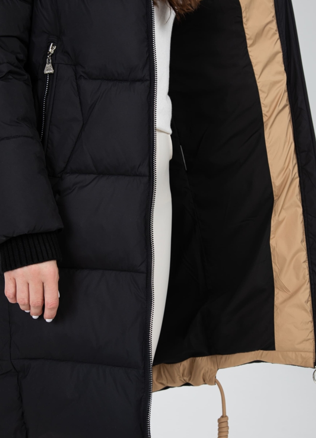 Женский пуховик с капюшоном  модель № 25803 универмаг малина