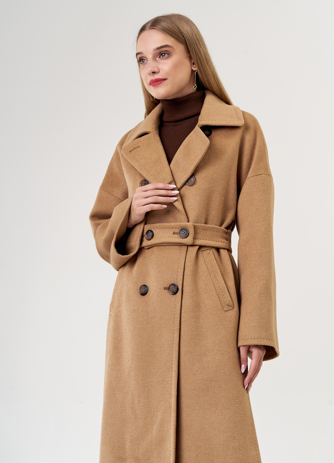 Двубортное женское пальто в длине макси модель № 21347 в рассрочку