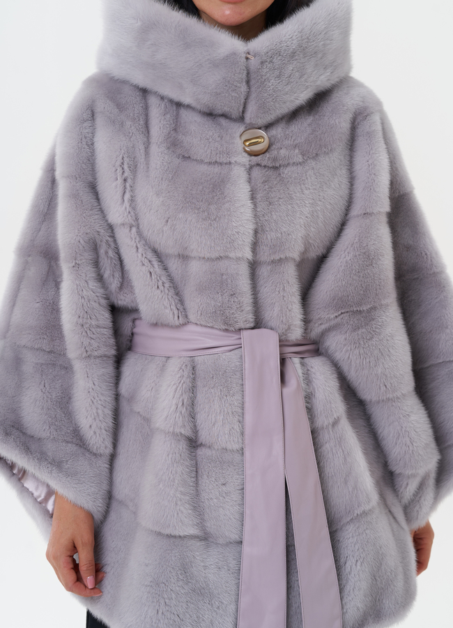 Шуба из меха норки с капюшоном модель № 27648 универмаг малина