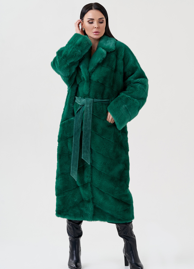 Норковая шуба с английским воротником  модель № 23820 меха малина