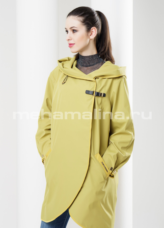Плащ с капюшоном модель № PK-10 меха малина