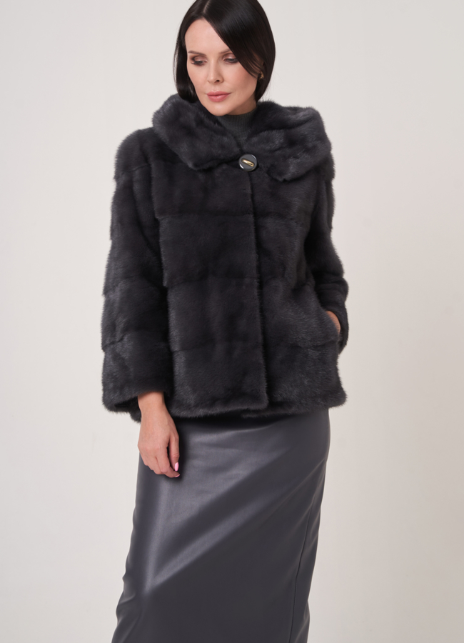 Норковая шуба трансформер с капюшоном модель № 24956 в кредит