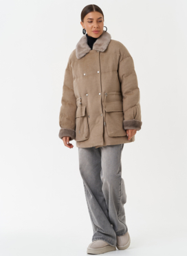 Полупальто с отделкой из меха норки