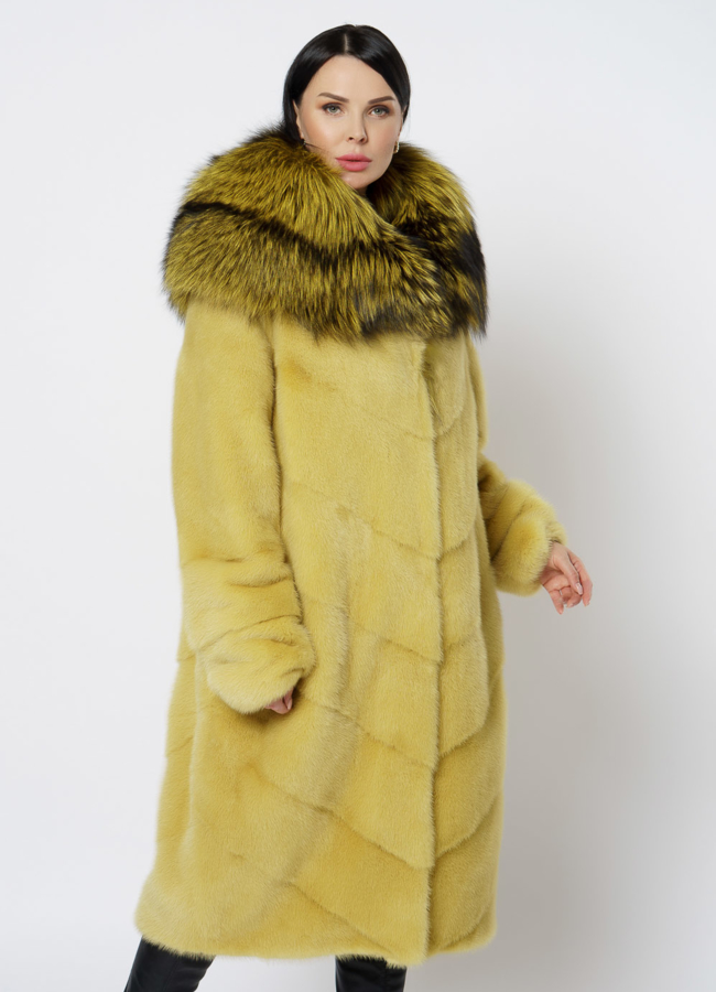 Шуба из норки желтого цвета модель № 1200 универмаг малина