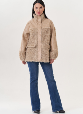 Комбинированный жакет из эко кожи