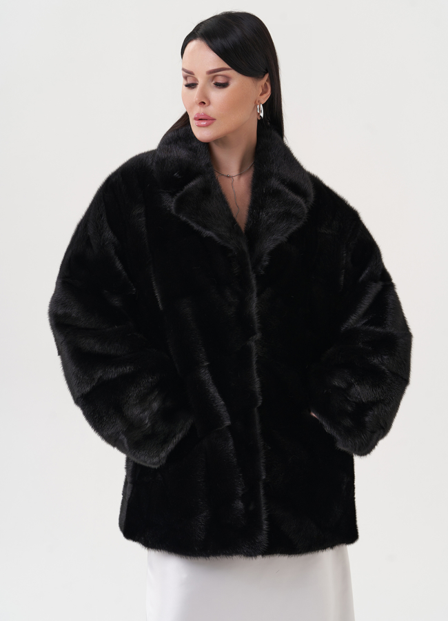 Укороченная шуба из меха норки модель № 24746 в кредит