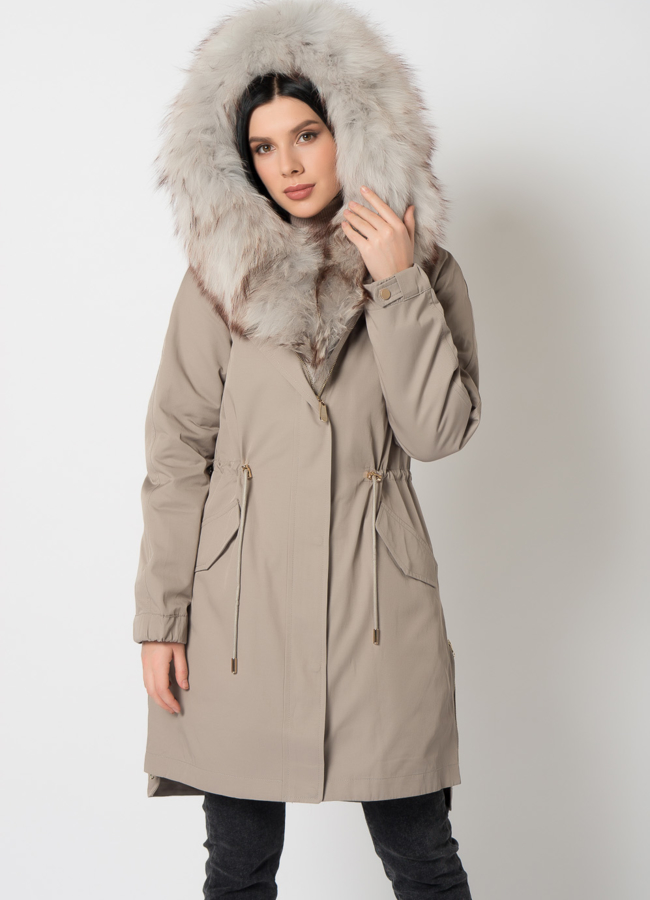Женская парка с енотом модель № 18066 универмаг малина