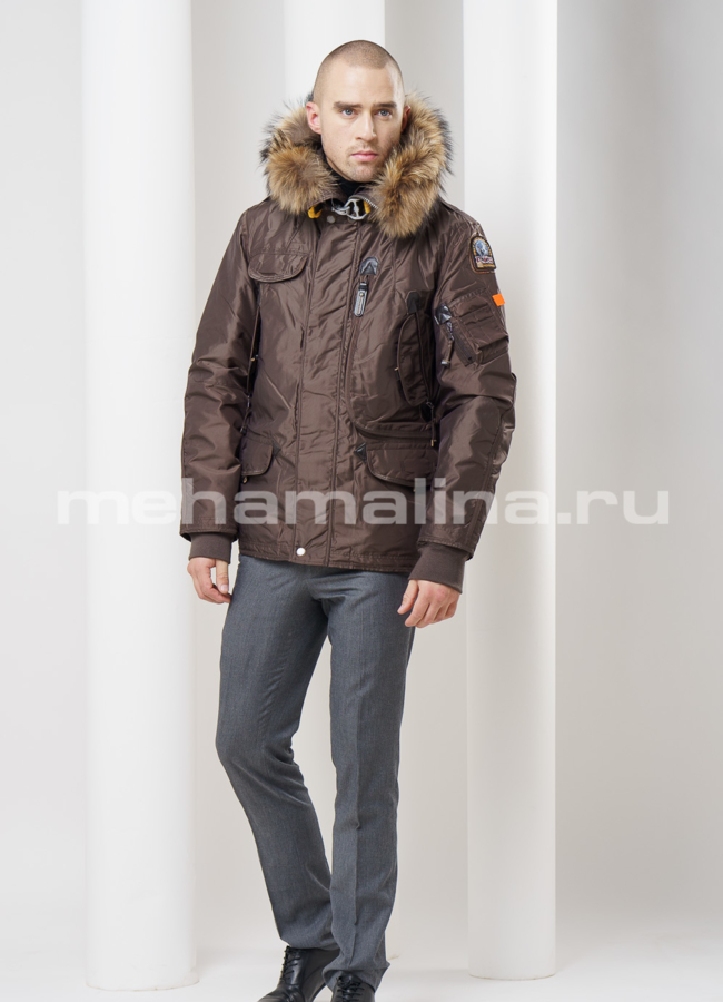 Пуховик коричневого цвета модель № KM-4 универмаг малина