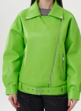 Куртка из эко кожи зеленого цвета