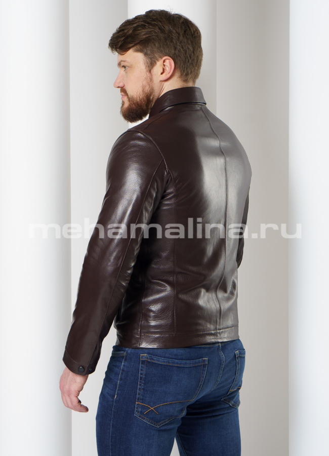 фото Куртка из натуральной кожи с отложным воротником модель № 8057