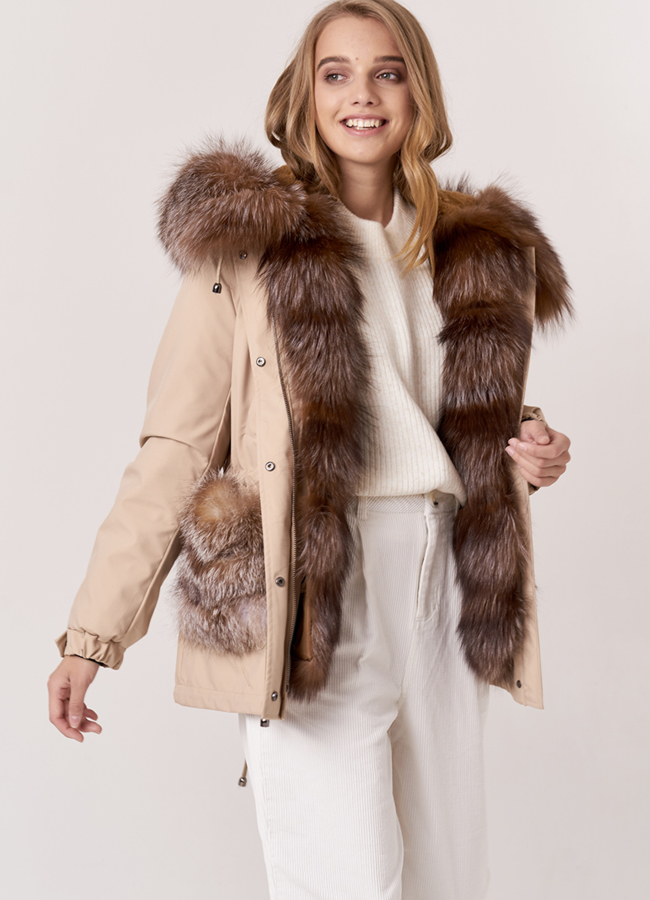 Парка женская с меховыми карманами модель № 17723 универмаг малина