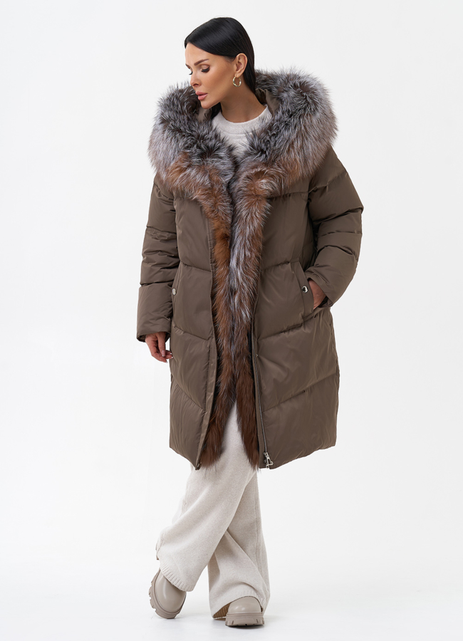 фото Пуховик с отделкой из меха блюфрост модель № 29358