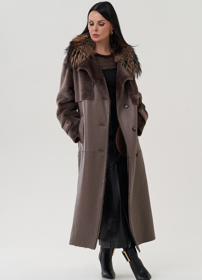 Женская дубленка с английским воротником  модель № 25287 универмаг малина