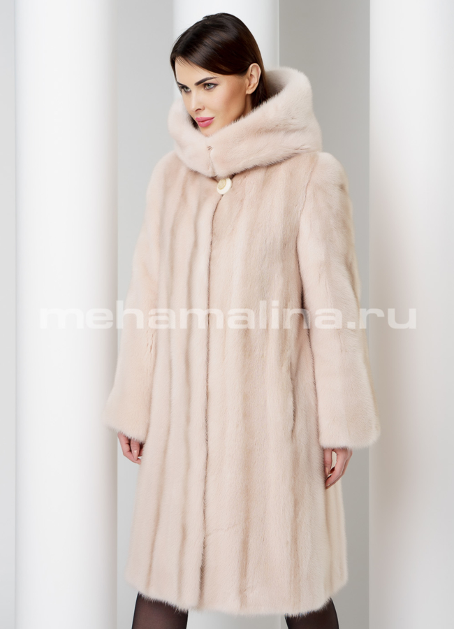 Светлая шуба из норки модель № S-569 универмаг малина