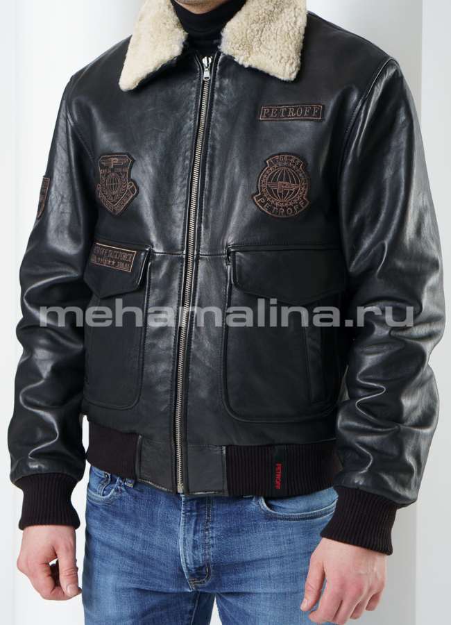 фото Кожаная утепленная куртка модель № KP-220