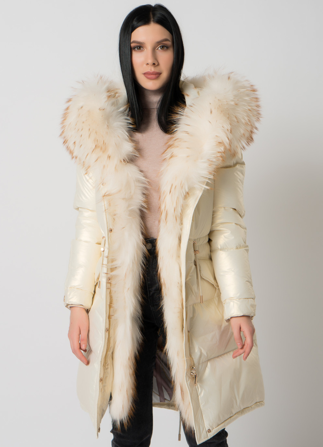 Парка- пуховик белого цвета модель № 75734 универмаг малина