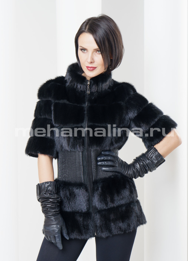 фото Норковый жакет со съемными рукавами модель № M-67
