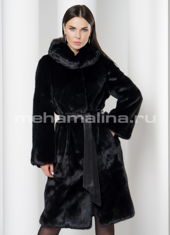 Норковая шуба модель № S-711 меха малина