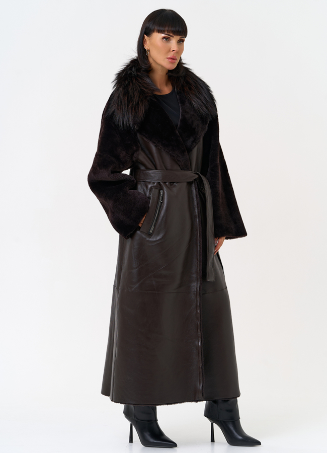 Женская натуральная дубленка с воротником из меха лисы модель № 31609 в рассрочку Женская натуральная дубленка с воротником из меха лисы модель № 31609 в рассрочку