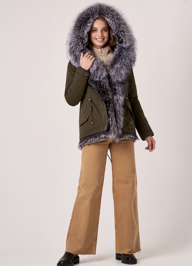 Укороченная парка в цвете хаки модель № 18952 универмаг малина