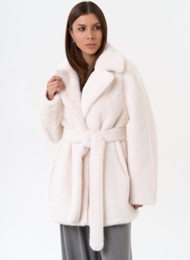 Женская шуба из эко меха с английским воротником 