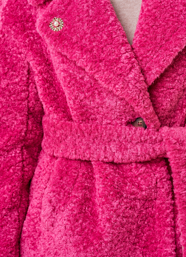 Женское полупальто из эко меха с английским воротником  модель № 23125 универмаг малина