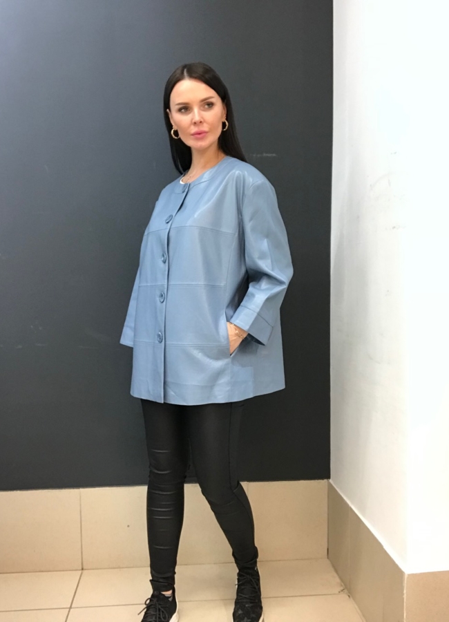 Куртка из эко кожи в черном цвете модель № 1701 в рассрочку