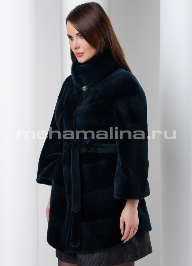 Укороченная шуба из стриженной нутрии модель № S-547 в кредит