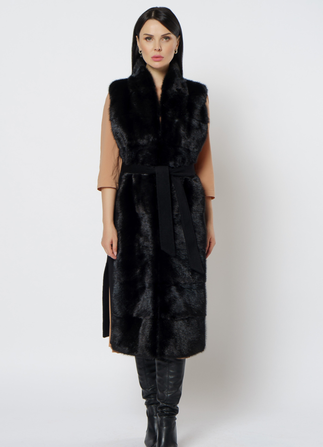 Пальто - жилет с мехом модель № 2300 универмаг малина