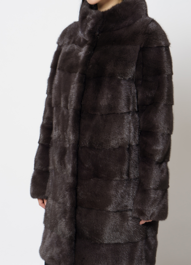 Норковая шуба в цвете уголь модель № 17321 универмаг малина