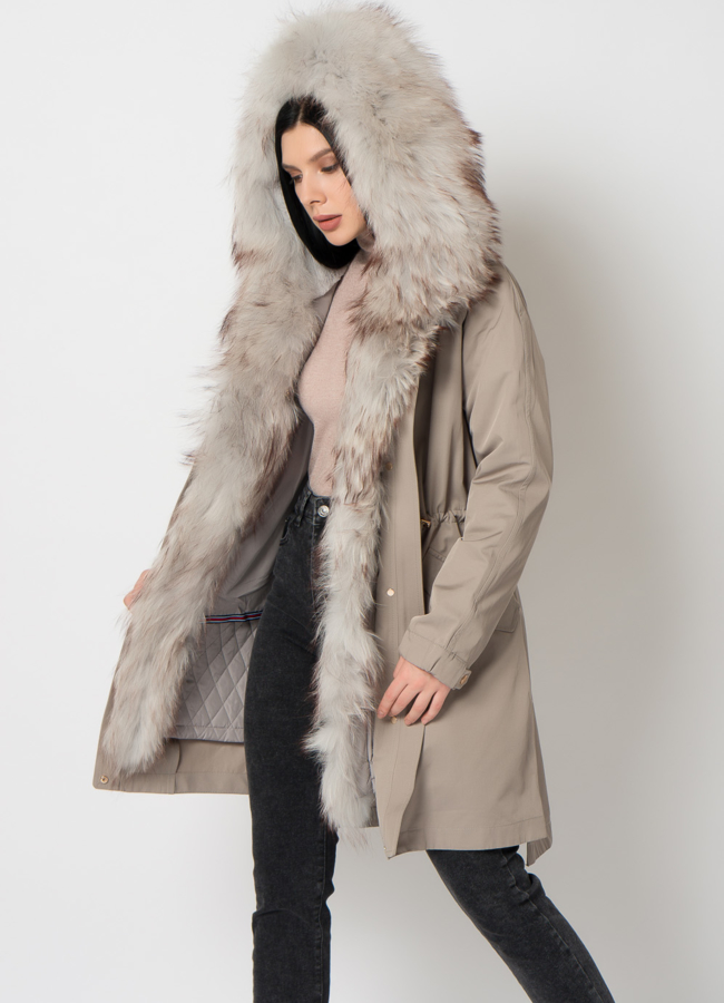 Женская парка с енотом модель № 18066 универмаг малина
