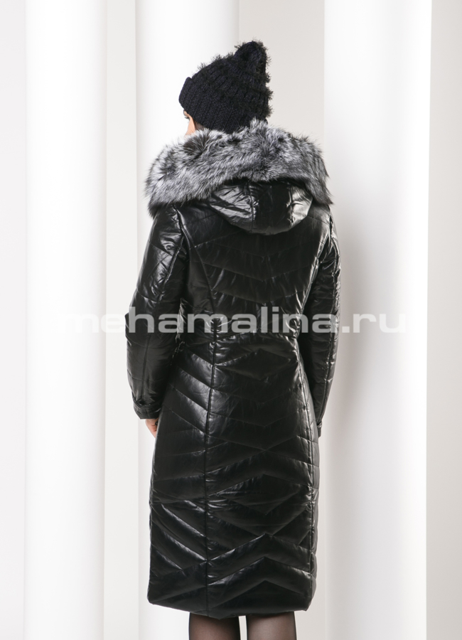 Пуховик из эко кожи модель № 8799 в кредит