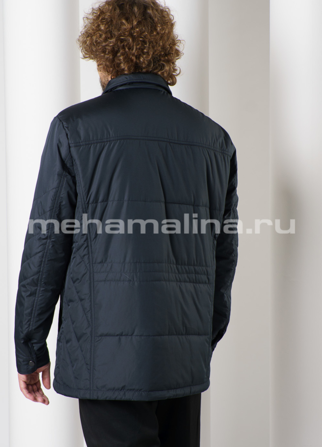 Утепленная куртка темно-синего цвета с отложным воротником модель № 1921 в кредит Утепленная куртка темно-синего цвета с отложным воротником модель № 1921 в кредит