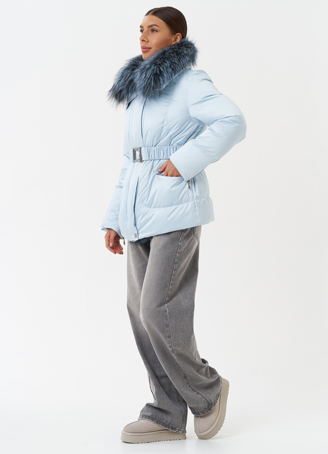 Пуховик с мехом чернобурки модель № 28573 универмаг малина