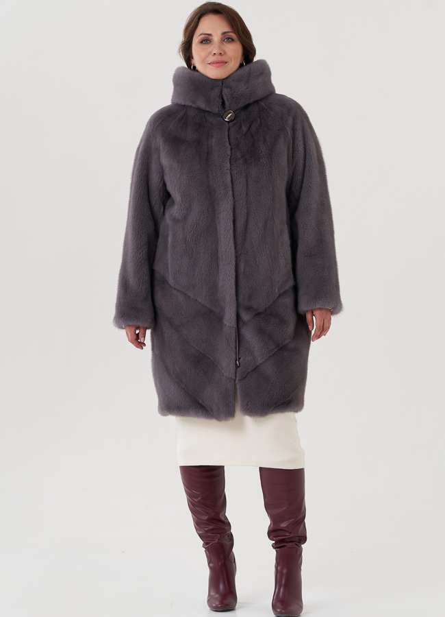 фото Шуба из норки с капюшоном  модель № 81170