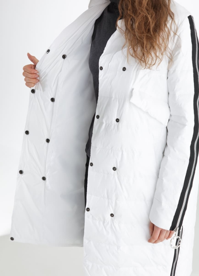 Пальто в белом цвете модель № 7760 в кредит