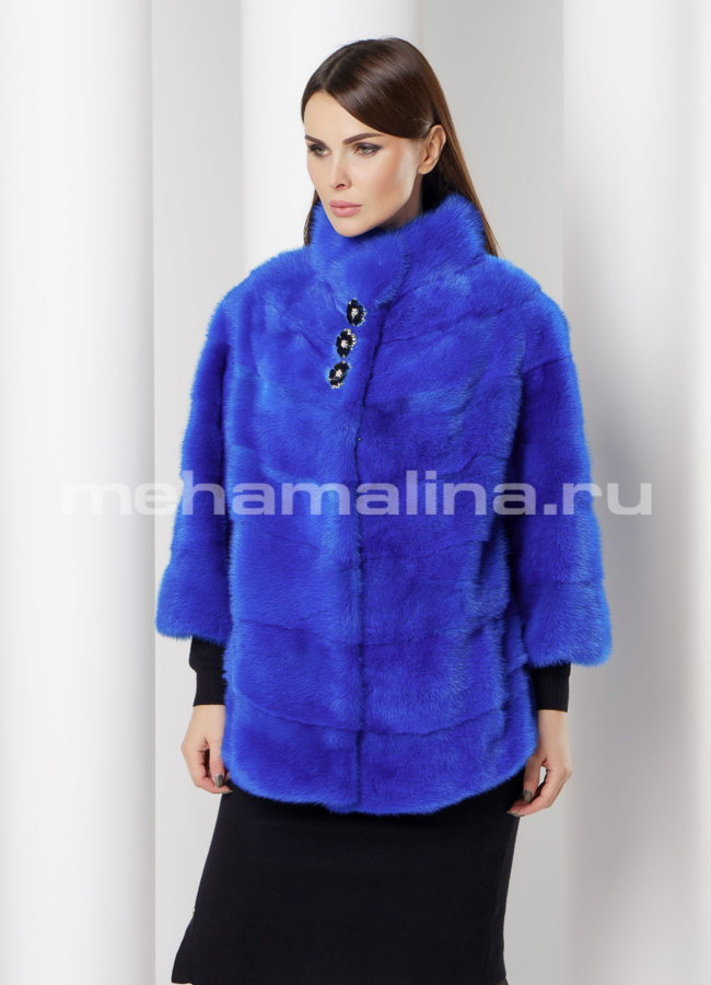 Норковая шуба  модель № S-659 меха малина