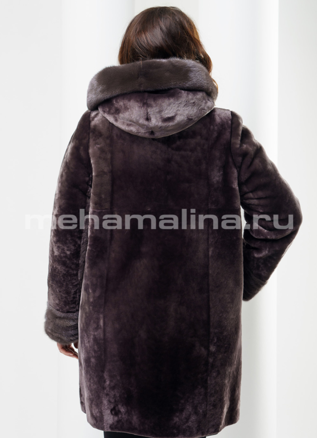 Шуба мутон, капюшон модель № S-388 в рассрочку