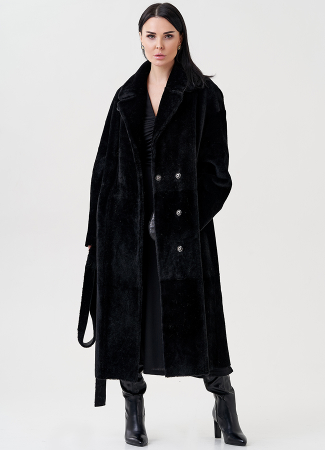 Женская дубленка с английским воротником  модель № 23909 универмаг малина