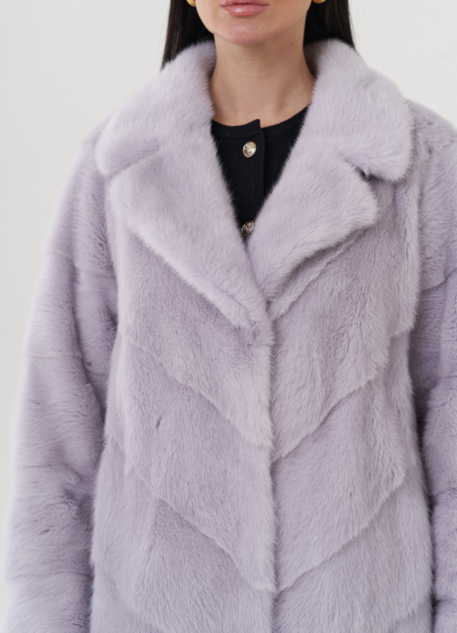 Шуба из норки с английским воротником  модель № 26020 в рассрочку