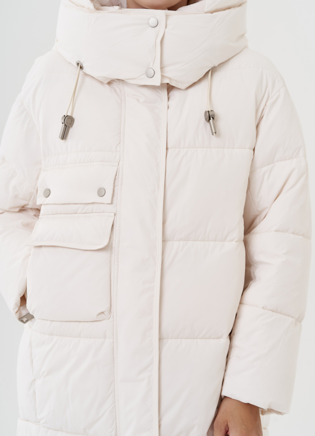 Женский пуховик с капюшоном  модель № 82041 универмаг малина