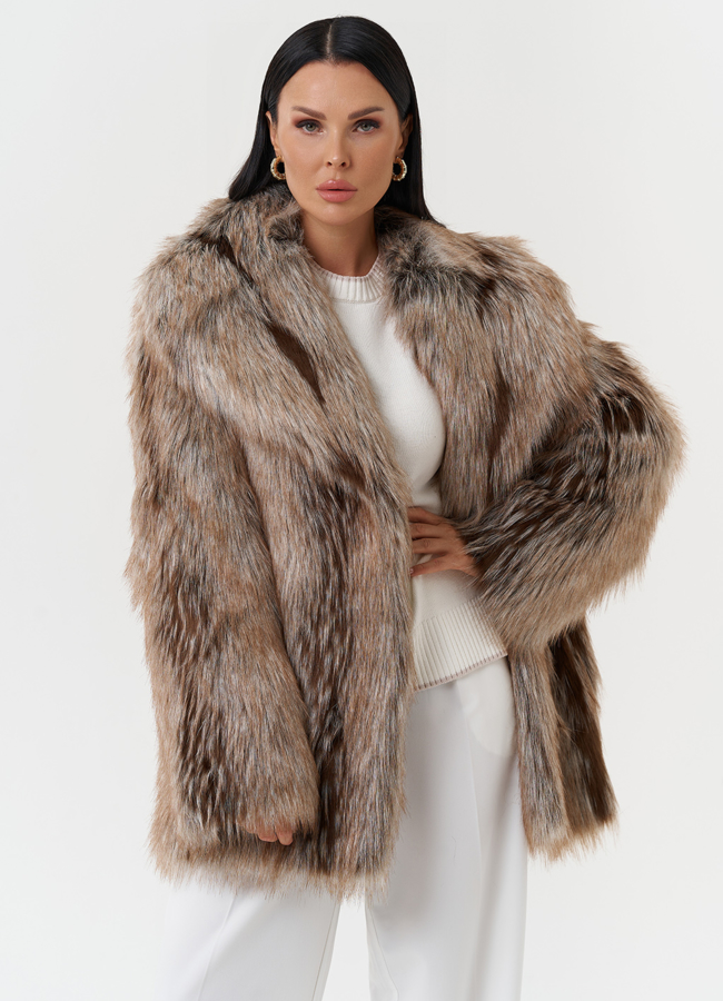 Шуба из эко меха под лису модель № 28684 универмаг малина