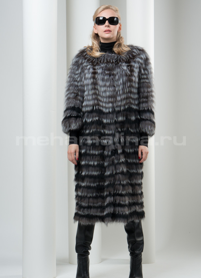 Меховое пальто из чернобурки модель № М-24 меха малина