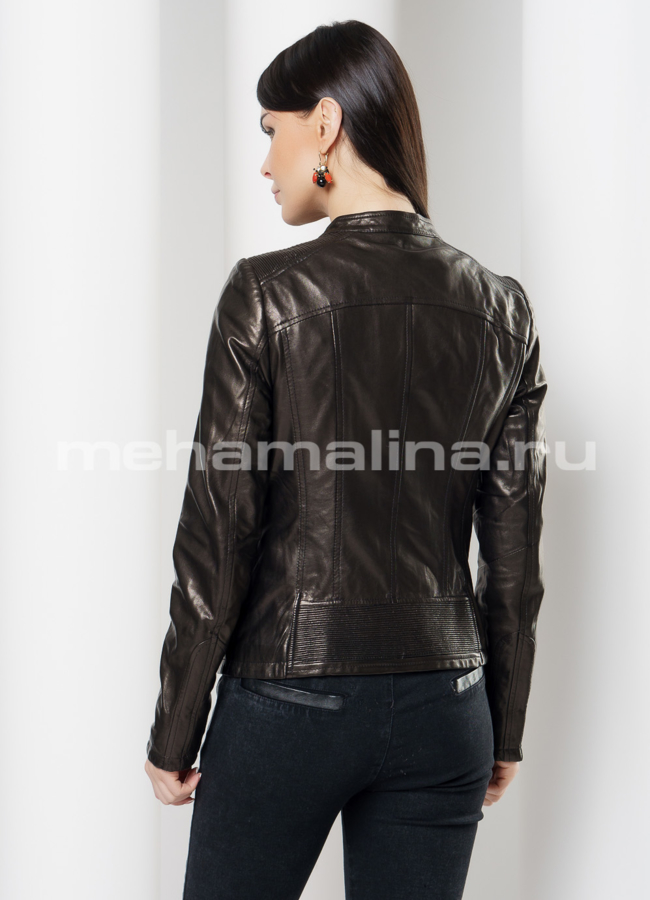 фото Женская мотокуртка в черном цвете модель № 10652