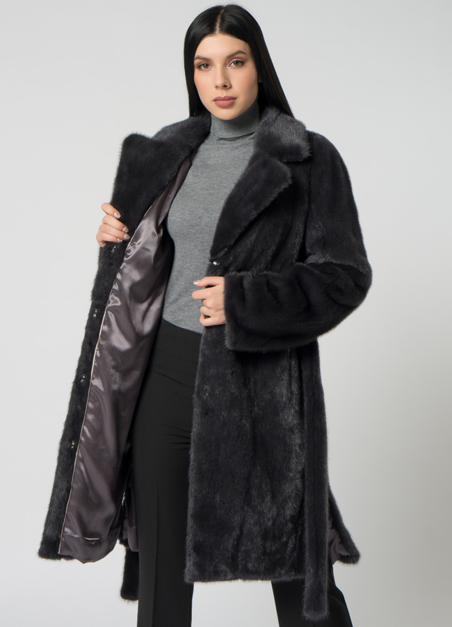 Норковая шуба с английским воротником модель № 1500 универмаг малина