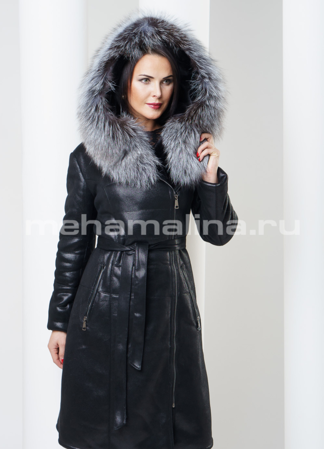 Дубленка с чернобуркой, цвет черный модель № D-144 универмаг малина