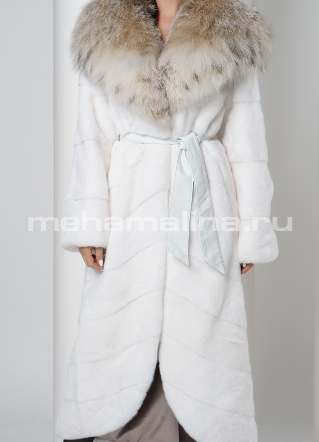 Белая норковая шуба модель № S-717 в рассрочку