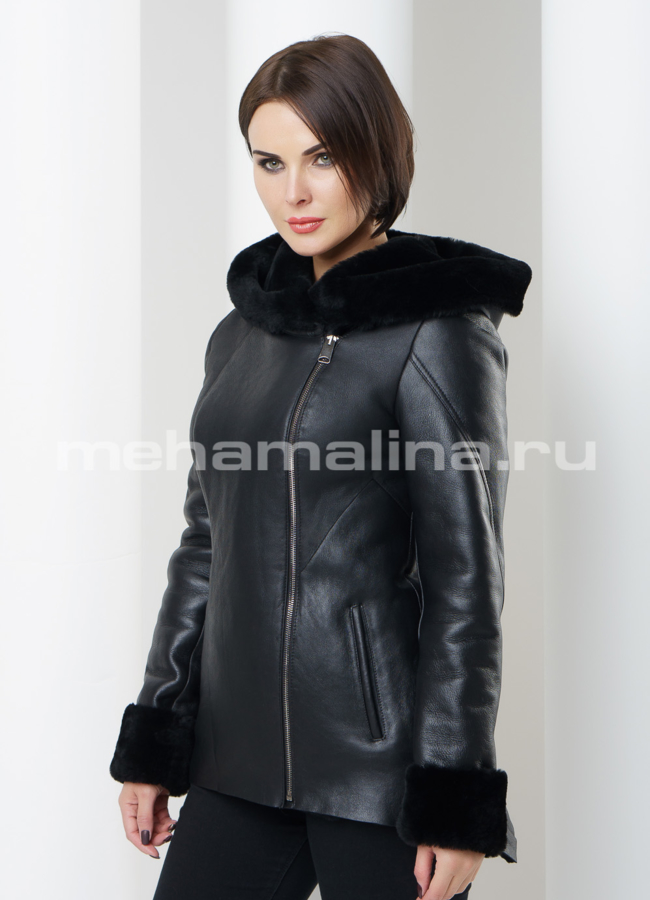 Дубленка укороченная модель № D-153 универмаг малина