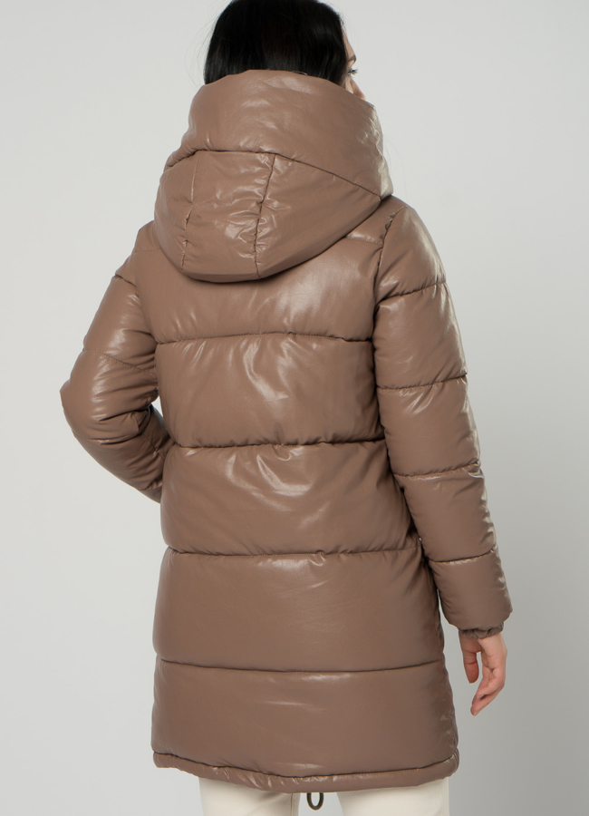 Пуховик из эко кожи модель № 75374/1 в кредит